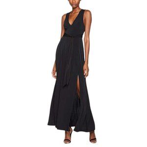 BCBGeneration Black Jersey Knit V-Neck Side Split Maxi Dress Sz S
